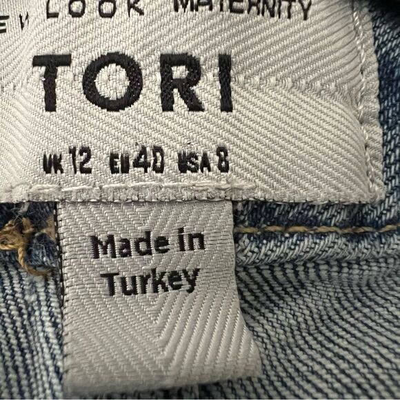 Tori Over Bump Mom Jeans Size 8 Maternity Blue Denim Straight Leg Cotton - Picture 7 of 12